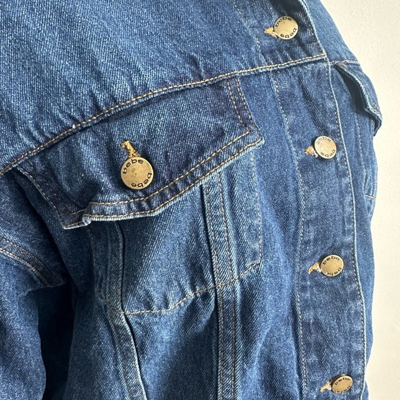 Bebe Women’s Y2K Cropped Embellished Bling Denim Jean Jacket Dark Wash Size Med - Picture 5 of 8